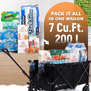 Hikenture Collapsible Wagon - 330LBS Capacity, Extra Large Foldable Wagon with All-Terrain Wheels, Utility Beach Cart for Outdoor Garden - 2