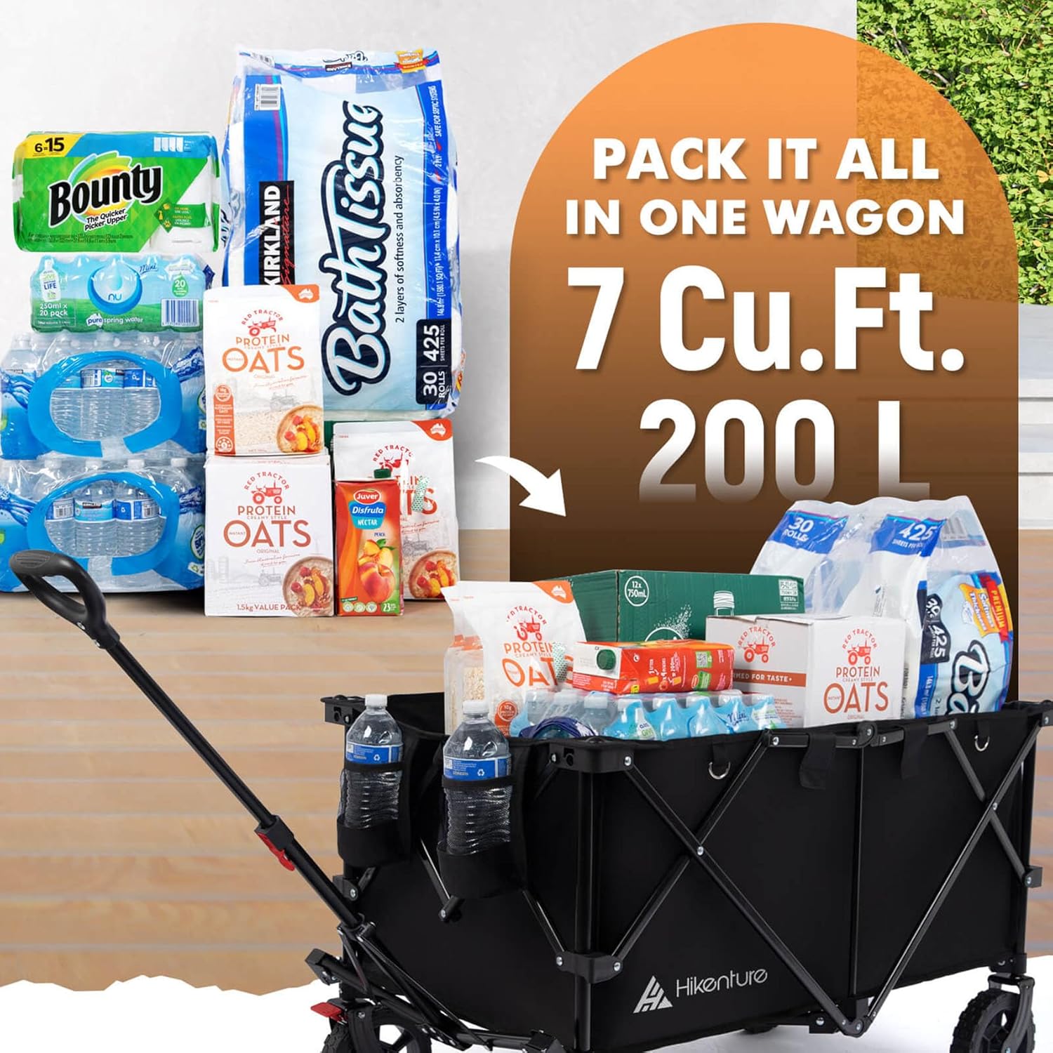 Hikenture Collapsible Wagon - 330LBS Capacity, Extra Large Foldable Wagon with All-Terrain Wheels, Utility Beach Cart for Outdoor Garden - 2