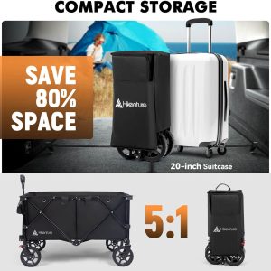 Hikenture Collapsible Wagon - 330LBS Capacity, Extra Large Foldable Wagon with All-Terrain Wheels, Utility Beach Cart for Outdoor Garden - 3
