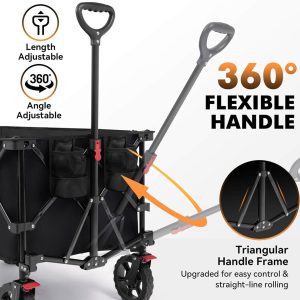 Hikenture Collapsible Wagon - 330LBS Capacity, Extra Large Foldable Wagon with All-Terrain Wheels, Utility Beach Cart for Outdoor Garden - 6