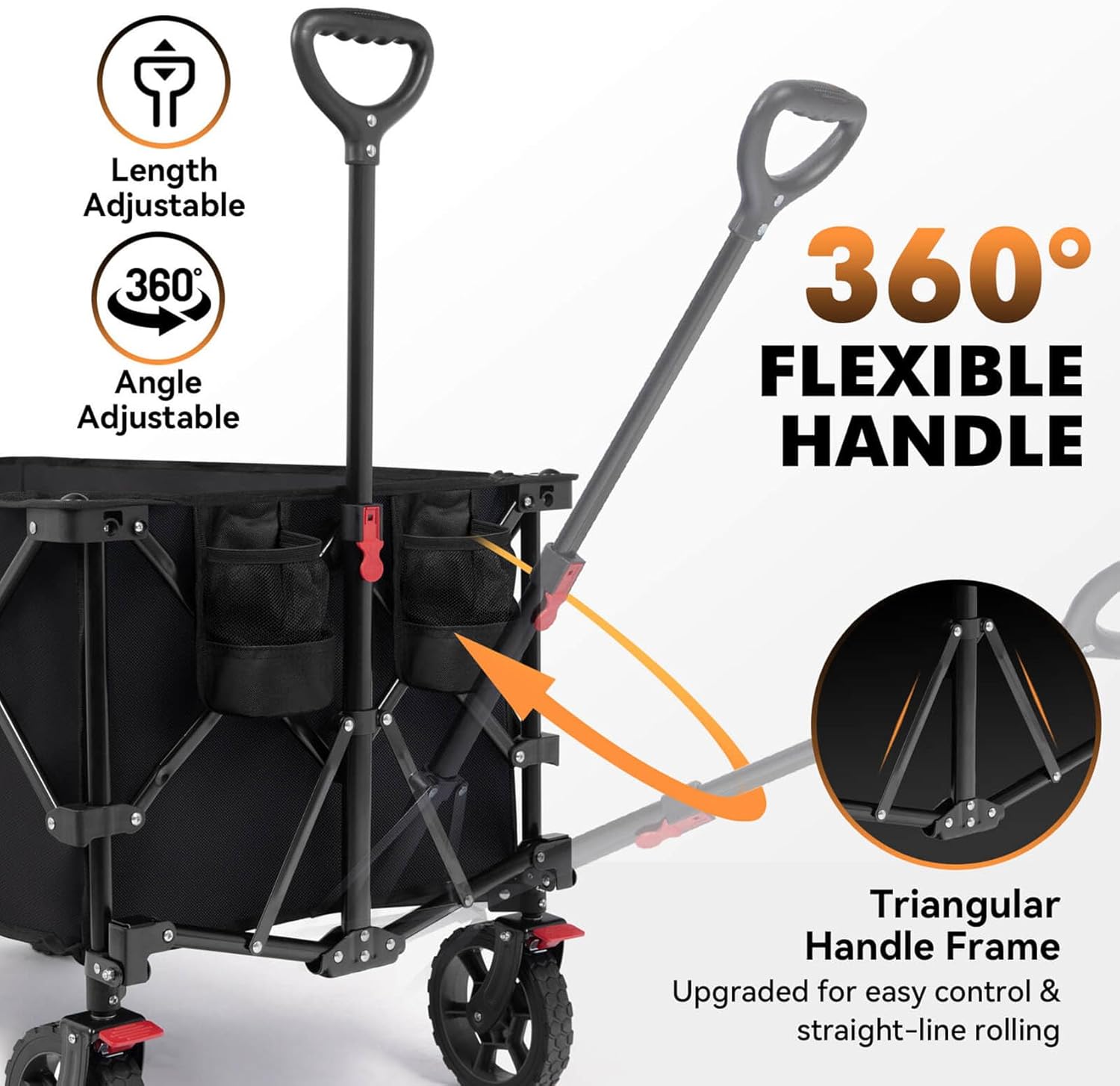 Hikenture Collapsible Wagon - 330LBS Capacity, Extra Large Foldable Wagon with All-Terrain Wheels, Utility Beach Cart for Outdoor Garden - 6