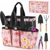 Pink Gardening Tools, Garden Tool Set for Women,5 Piece Womens Gardening Kit with Floral Garden Bag,Gifts for Wife (5-Piece Pink) - 1