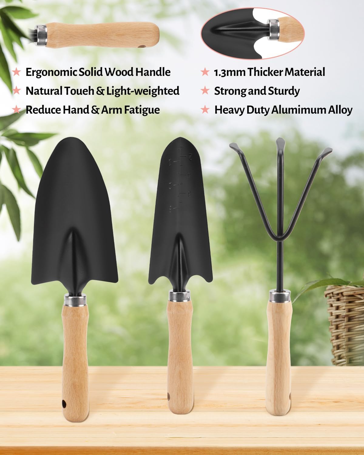 Pink Gardening Tools, Garden Tool Set for Women,5 Piece Womens Gardening Kit with Floral Garden Bag,Gifts for Wife (5-Piece Pink) - Image 5