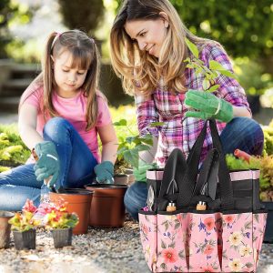 Alternative view of Pink Gardening Tools, Garden Tool Set for Women,5 Piece Womens Gardening Kit with Floral Garden Bag,Gifts for Wife (5-Piece Pink)