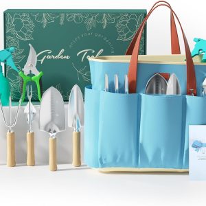 Alternative view of VerdantVibes 9-Piece Garden Tool Set - Heavy Duty Gardening Hand Tools with Ergonomic Non-Slip Grips, Rust-Resistant Shovel, Trowel, Rake, Pruner & Storage Bag - Ideal Gardening Gifts for Women