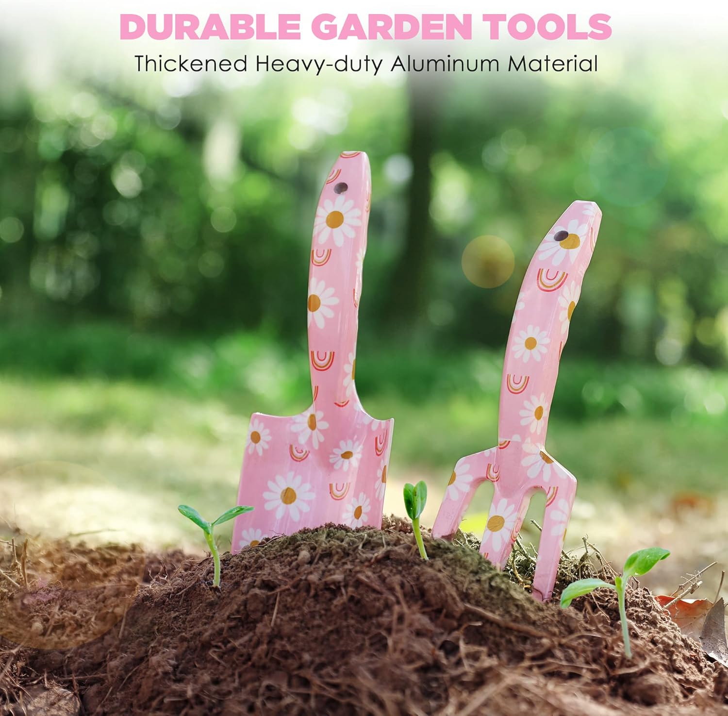 WORKPRO Aluminum Garden Tool Set, 4PCS Heavy Duty Gardening Tools with Box Include Trowel, Rake, Pruner, Gloves, Pink, Garden Gifts-Pink Ribbon - Image 6