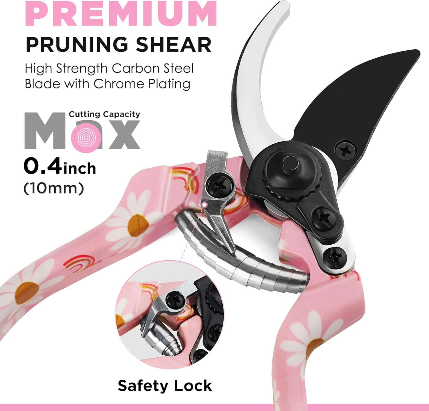 WORKPRO Aluminum Garden Tool Set, 4PCS Heavy Duty Gardening Tools with Box Include Trowel, Rake, Pruner, Gloves, Pink, Garden Gifts-Pink Ribbon - Image 4