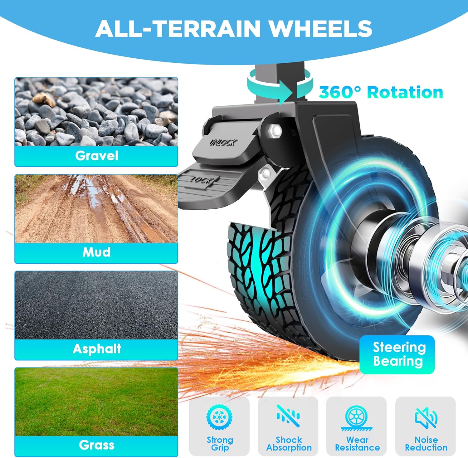 Wagons Carts Foldable, Beach Wagon with Brakes & All-Terrain Wheels 560LBS Capacity Collapsible Wagon for Trips, Outdoor Camping, Sports & Garden Use – Black - 2