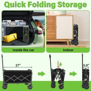 Wagons Carts Foldable - Collapsible Wagon Cart with Wheels – Folding Foldable Wagon Small Portable Lightweight for Sports, Camping, Storage, Travel, Shopping - 9