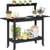ONBRILL HDPS Outdoor Potting Bench with Sliding Tabletop- 4 Wheels-Removable Sink, All-Weather Outside Garden Work Table, No Rust-Fade-Break, Potting Station for Porch, Patio & Backyard (Black) - 1