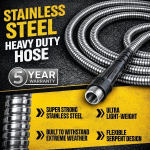 Alternative view of BIONIC STEEL 100 Ft Metal Garden Hose with Sprayer Nozzle, Non Kinking Designed Stainless Steel Heavy Duty Water Hose 100 Ft x 5/8 in. Flexible NON Expandable for Uninterrupted Water Flow, 500 PSI