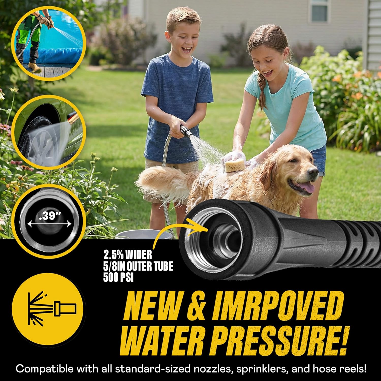 BIONIC STEEL 100 Ft Metal Garden Hose with Sprayer Nozzle, Non Kinking Designed Stainless Steel Heavy Duty Water Hose 100 Ft x 5/8 in. Flexible NON Expandable for Uninterrupted Water Flow, 500 PSI - Image 7