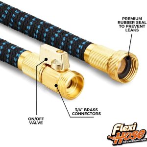 Alternative view of Flexi Hose Expandable Garden Hose with 8 Function Nozzle, 50FT - Lightweight Retractable Garden Hose, Water Hose - No-Kink Flexibility, 3/4 Inch Solid Brass Fittings and Double Latex Core