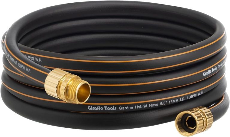 Giraffe Tools Garden Hose 5/8″ Custom Length, No Kink, Flexible, Leakproof Water Hose, 600 Burst PSI, 15ft Male Female Fittings,Black Orange