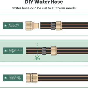 Alternative view of Giraffe Tools Garden Hose 5/8" Custom Length, No Kink, Flexible, Leakproof Water Hose, 600 Burst PSI, 15ft Male Female Fittings,Black Orange