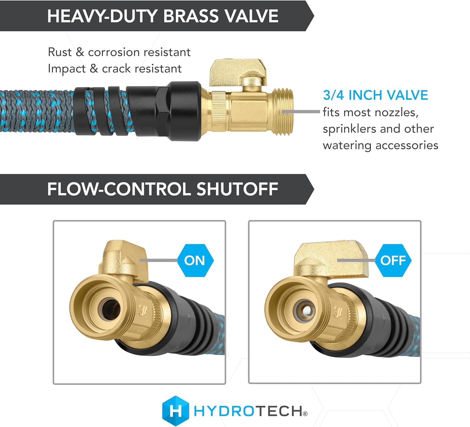 HydroTech 5/8" 25 ft Expandable Garden Hose - Flexible, Lightweight, Durable and Burst-Proof Hose with Reinforced Latex Core and Solid Brass Fittings - Great for Lawn Care, Garden, and Car Washing - Image 4