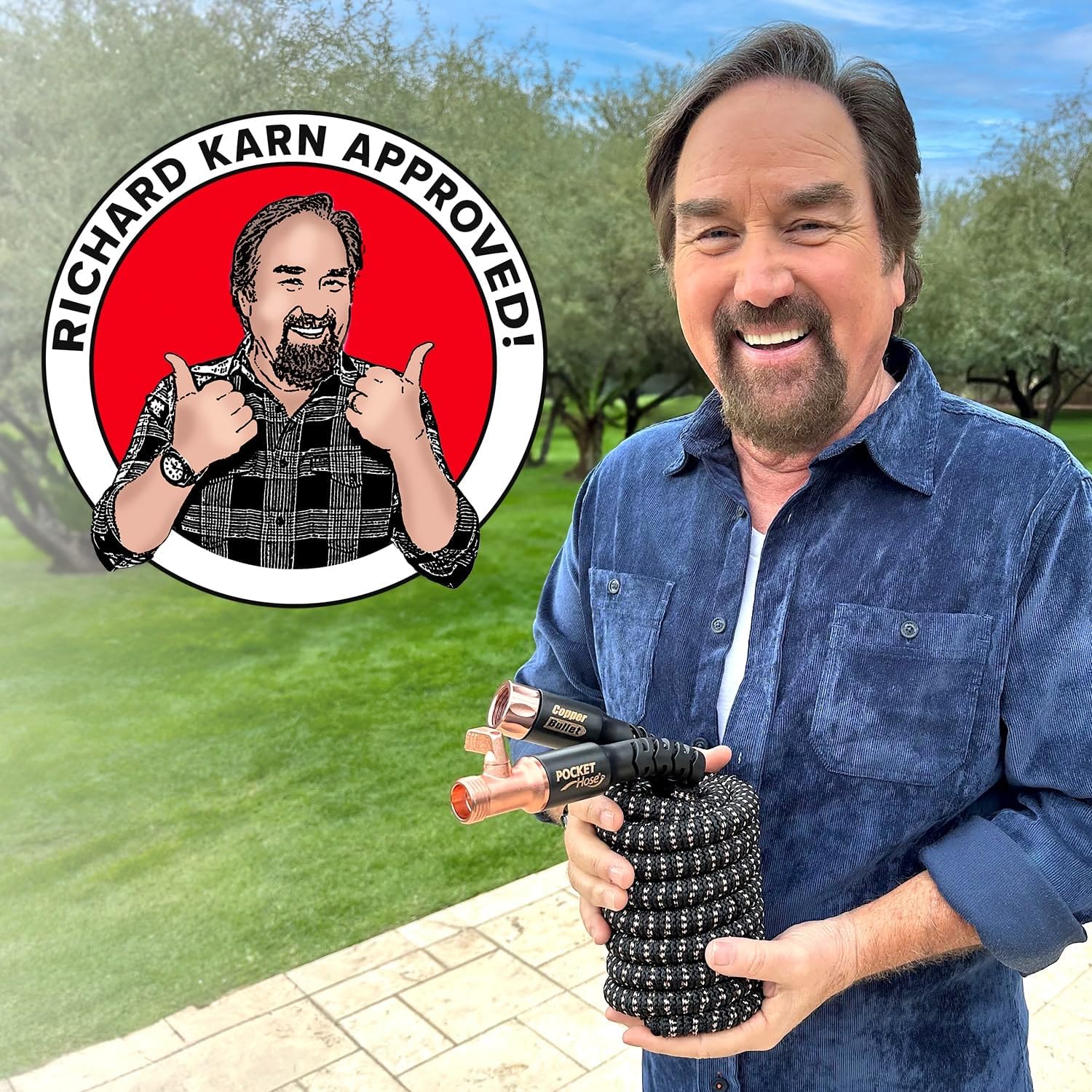 Pocket Hose 50 FT Copper Bullet Expandable Garden Hose w/10 Pattern Thumb Spray Nozzle AS SEEN ON TV 650psi 3/4 in Patented Lead-Free Ultra-Lightweight Solid Copper Anodized Aluminum - Image 7