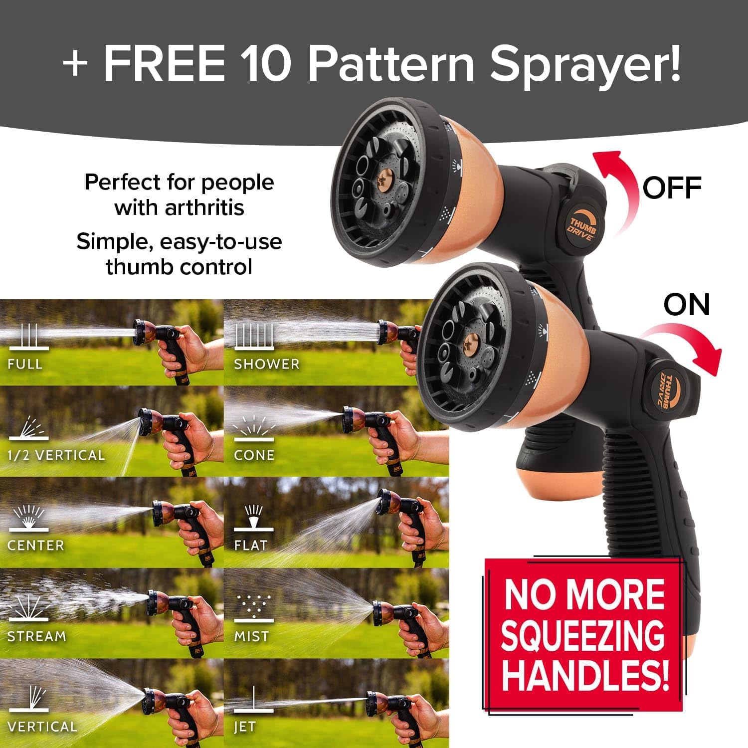Pocket Hose 50 FT Copper Bullet Expandable Garden Hose w/10 Pattern Thumb Spray Nozzle AS SEEN ON TV 650psi 3/4 in Patented Lead-Free Ultra-Lightweight Solid Copper Anodized Aluminum - Image 2
