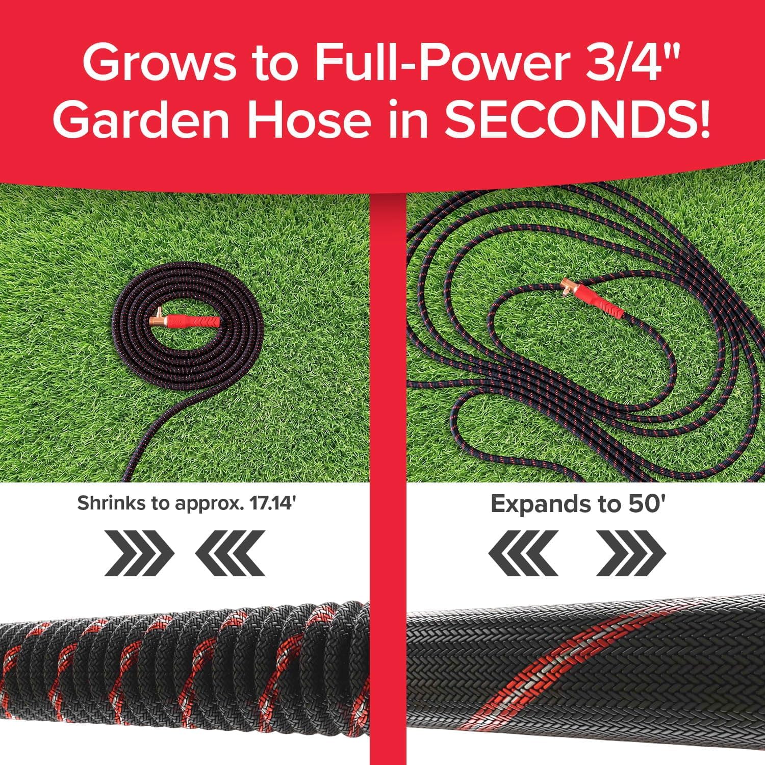 Pocket Hose Ballistic 50 FT Expandable Garden Hose w/Pocket Pivot Swivel Connector, Anti-Burst Sleeve Reinforced with Bulletproof Fiber, Lightweight, No-Kink, Compact, UV-Protected, AS SEEN ON TV - Image 2