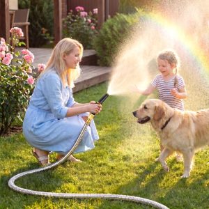 Alternative view of Rosy Earth Stainless Steel Garden Hose 100 FT, Heavy Duty Expandable Water Hose, No-Kink, No Bite, Flexible Garden Hoses for Yard, RV, Car