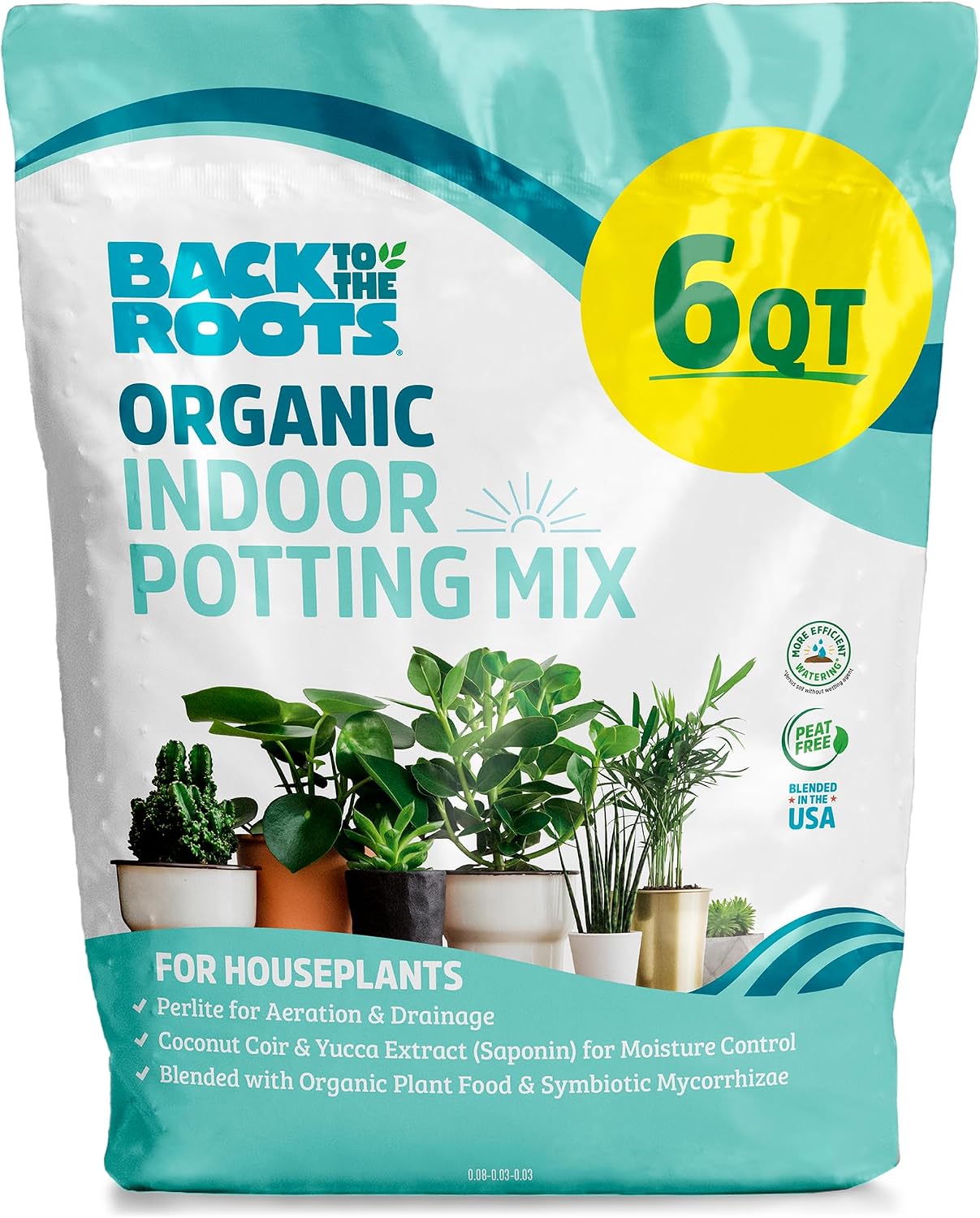 Back to the Roots 100% Organic Indoor Potting Mix (6 Quart), Promotes Healthy Houseplant Growth, Made in The USA - 1