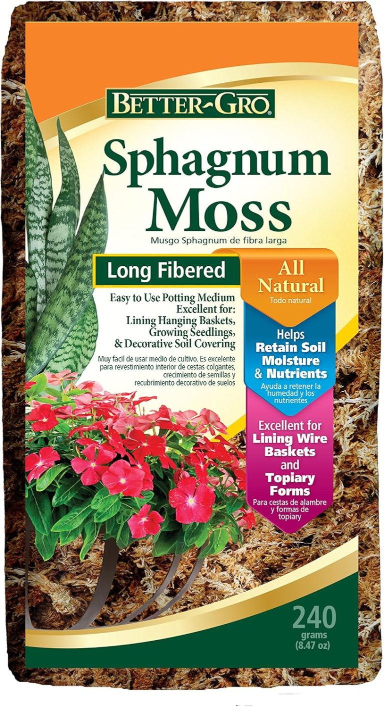Better-Gro Long-Fiber Sphagnum Moss for Plants, Reptiles & Terrariums- 240g | 100% natural, for hostas, excellent for hanging baskets and propagating plants, 240 cubic inches