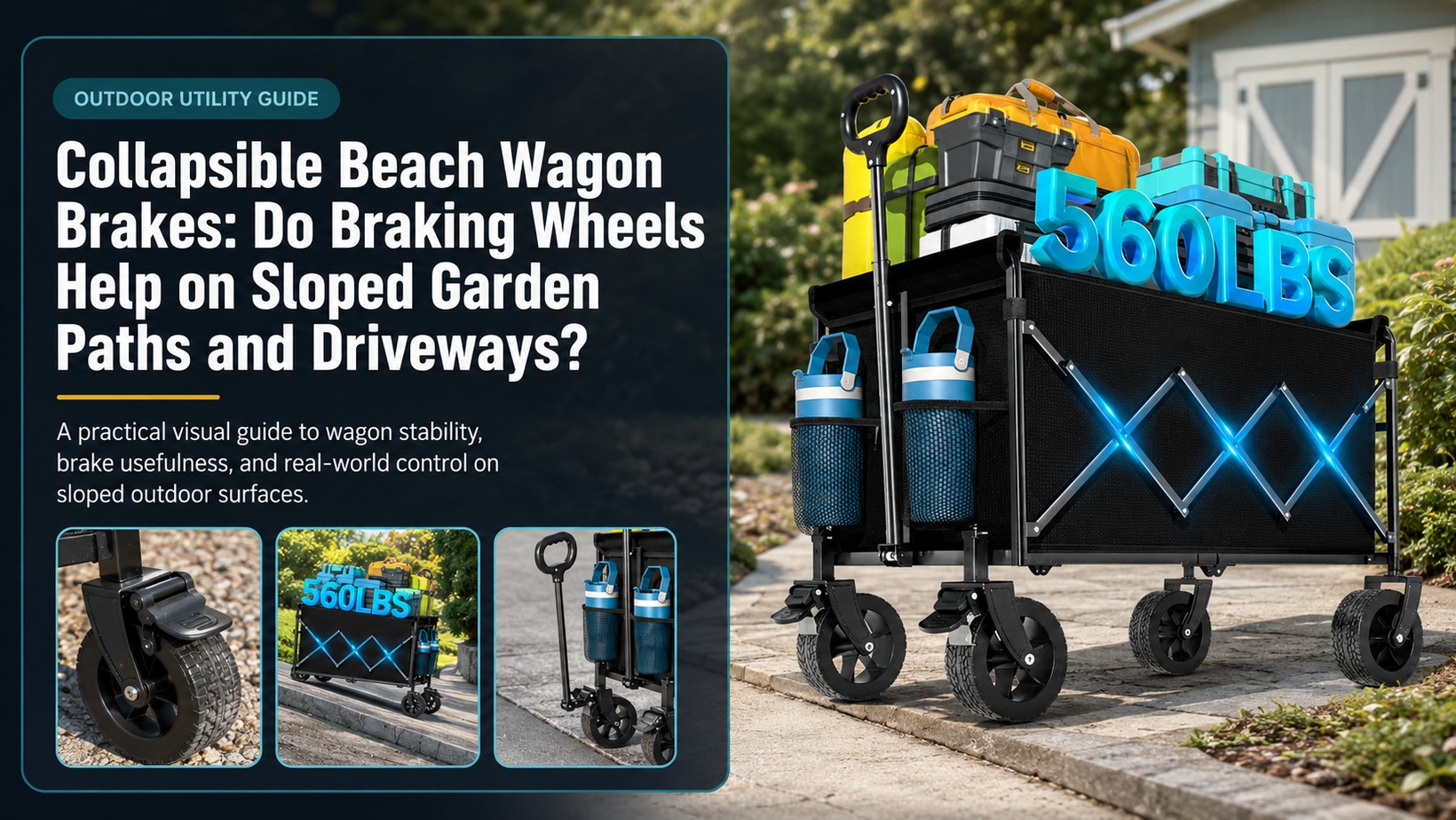 Collapsible Beach Wagon Brakes shown for the gardening buying guide