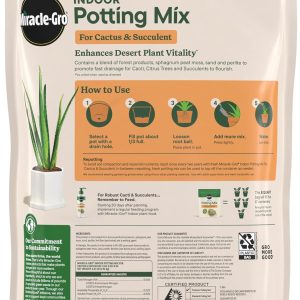 Alternative view of Miracle-Gro Indoor Potting Mix for Cactus & Succulent, 8 qt. (2-Pack) | Fast-Draining Cactus and Succulent Potting Mix with Plant Food