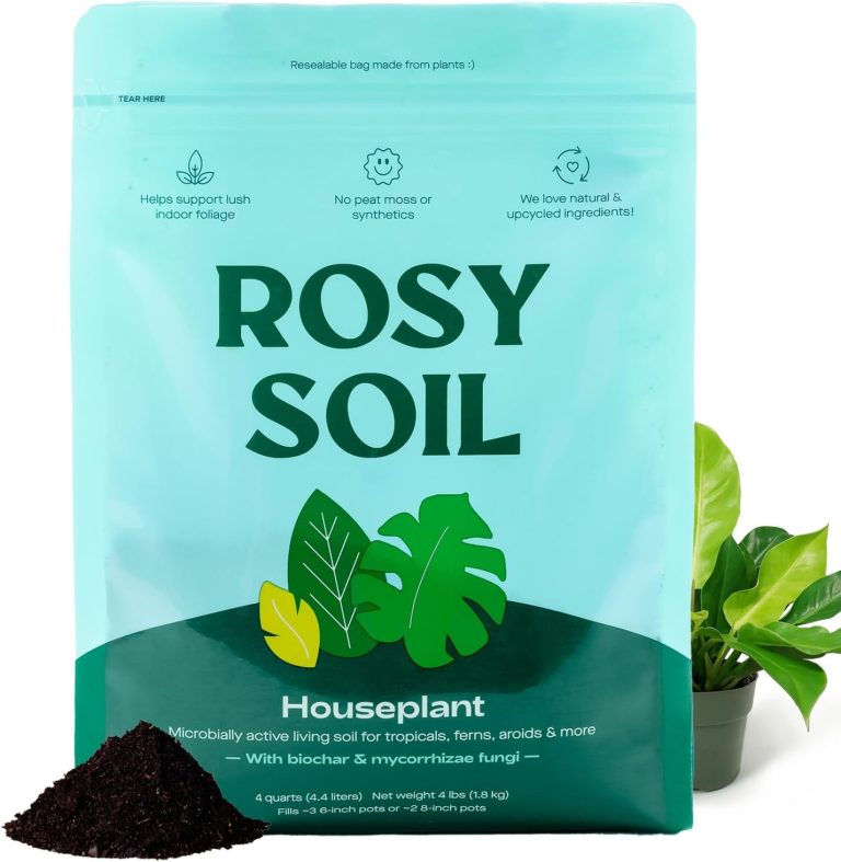 Rosy Soil Houseplant Potting Soil, Organic Indoor Potting Mix, 4 Quarts | Biochar and Worm Castings, For Monstera, Pothos, Tropical Indoor Plants, Peat Free