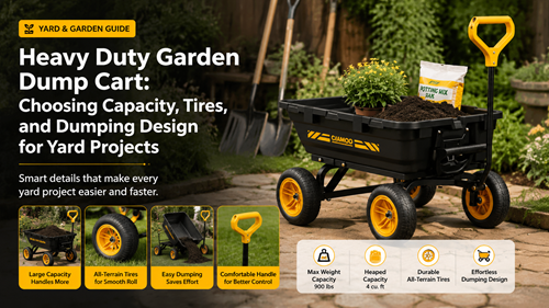 Heavy duty garden dump cart for mulch compost rocks and yard projects