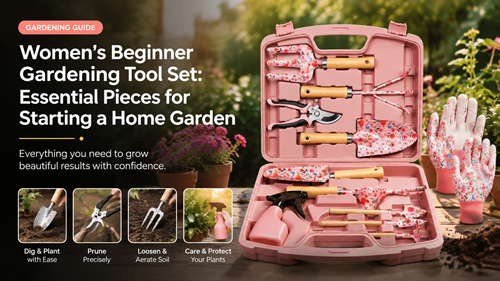 Women's beginner gardening tool set with essential home garden hand tools