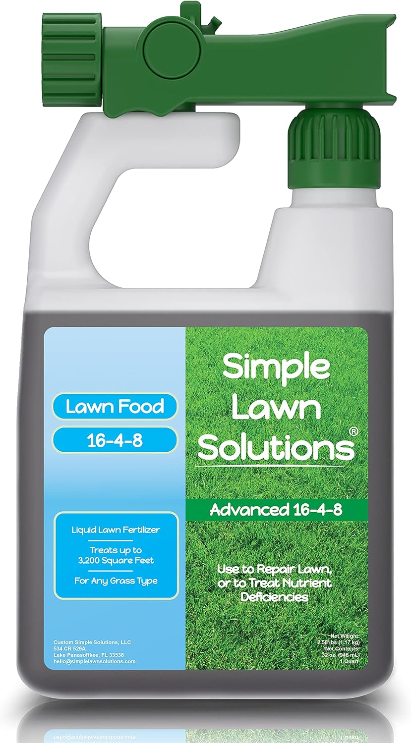 Advanced 16-4-8 Balanced NPK - Lawn Food Quality Liquid Fertilizer - Spring & Summer Concentrated Spray - Any Grass Type - Simple Lawn Solutions (32 Ounce) - 1