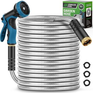 Garden Hose 100FT with 10-Function Nozzle, No-Kink Water Hose - 1