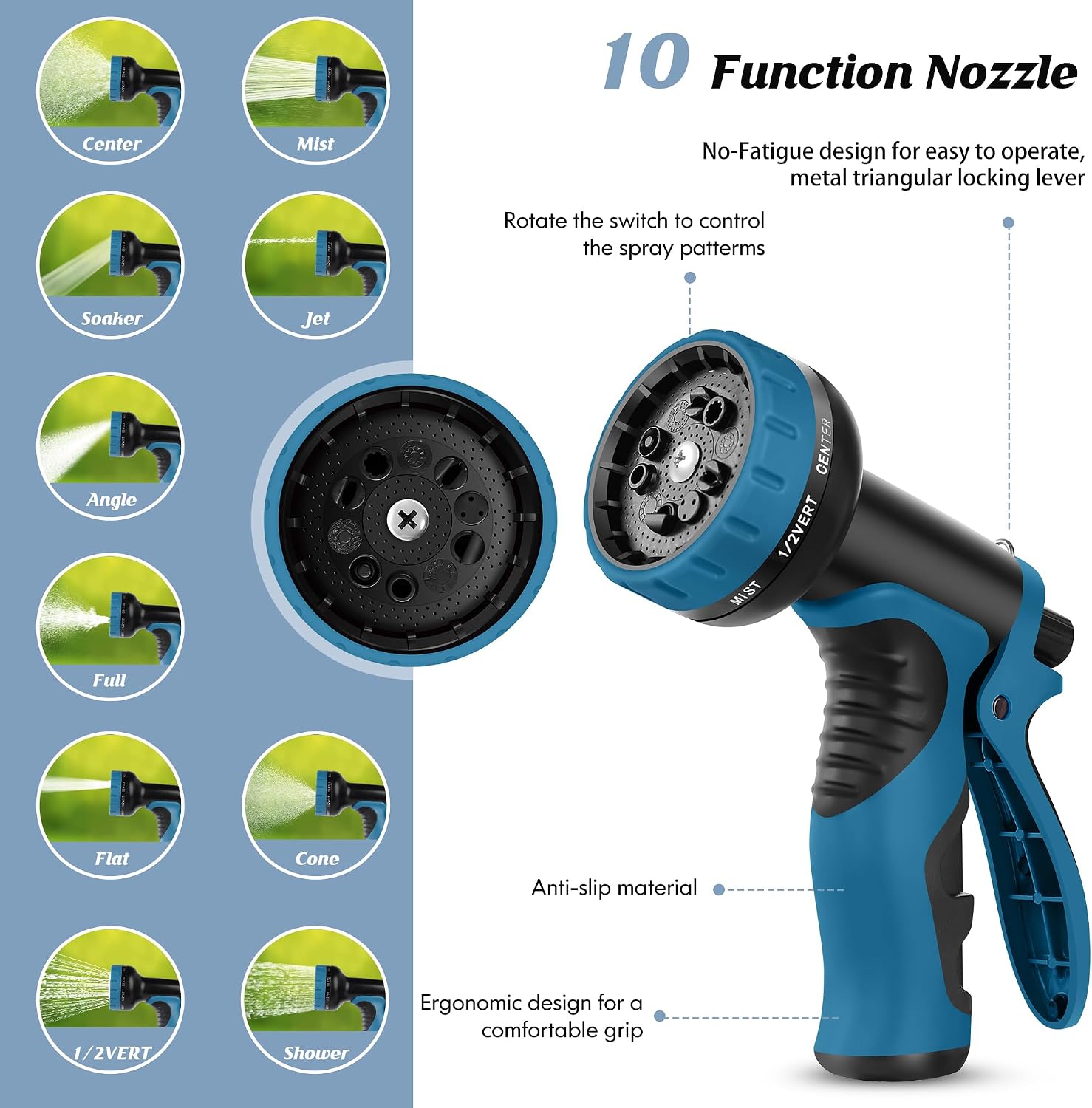 Garden Hose 100FT with 10-Function Nozzle, No-Kink Water Hose - Image 8