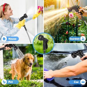 Alternative view of Garden Hose 50 FT, Metal Stainless Steel Water Hose with 10 Function Nozzle