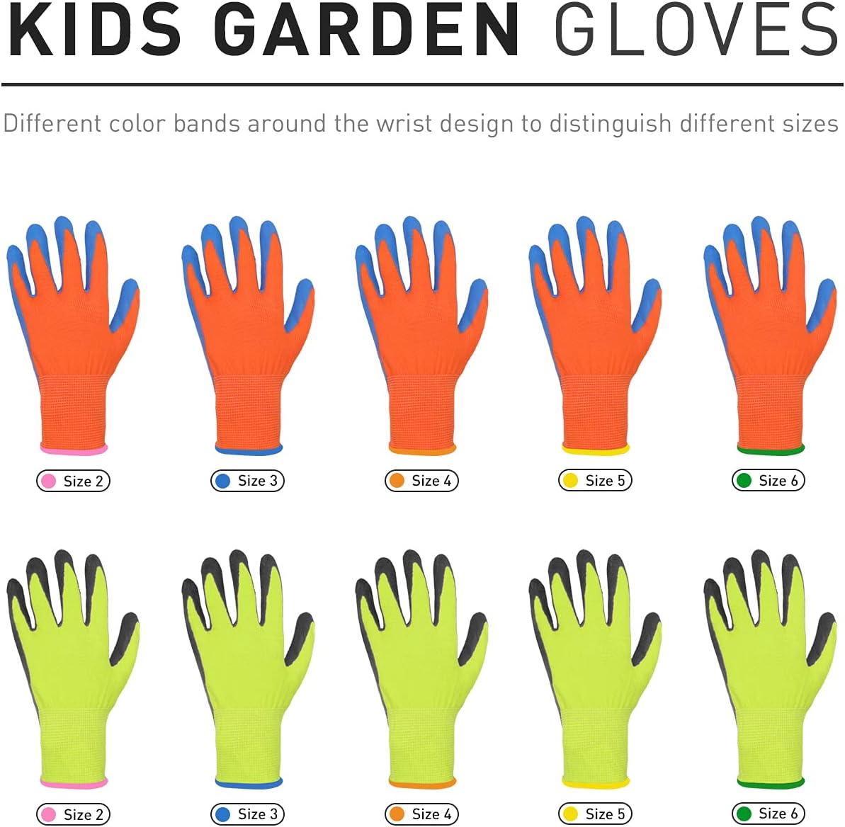 HANDLANDY 2 Pairs Kids Gardening Gloves, Grippy Kids Work Gloves, S - Image 2
