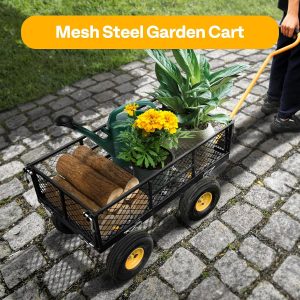 Alternative view of VIVOHOME Heavy Duty 880 Lbs 4.5 Cu Ft Mesh Steel Garden Cart Utility Wagon